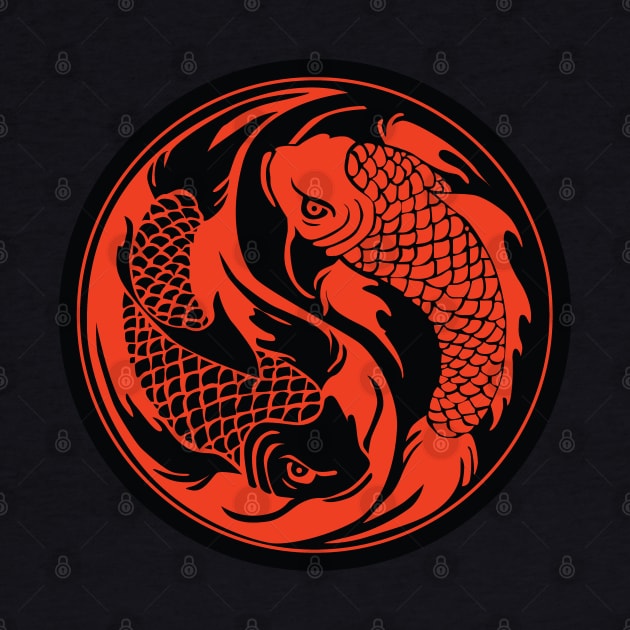 Yin and Yang Japanese Koi Fish by Graphic Duster